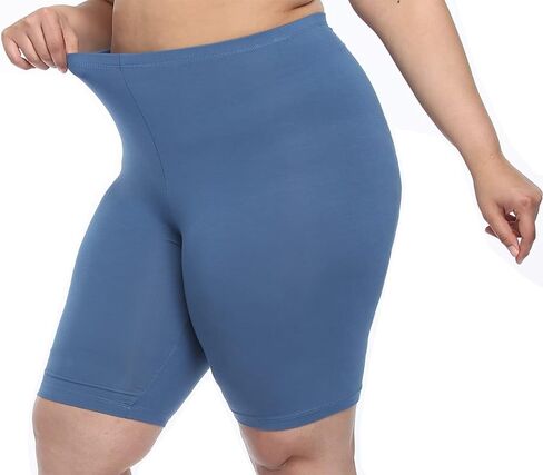 VOGUEMAX Women's Plus Size Short Leggings Stretchy Slip Shorts Mid Thigh Lightweight Pants in Kuwait