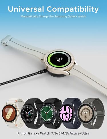 تمت ترقيته لشاحن ساعة Samsung متوافق مع ساعة Galaxy Watch 7/6/6 Classic/5/5 Pro/4/4 Classic/3/Active Ultra/FE Galaxy Watch شاحن USB مغناطيسي لاسلكي لساعة Samsung Galaxy Watch-3.3ft in Kuwait