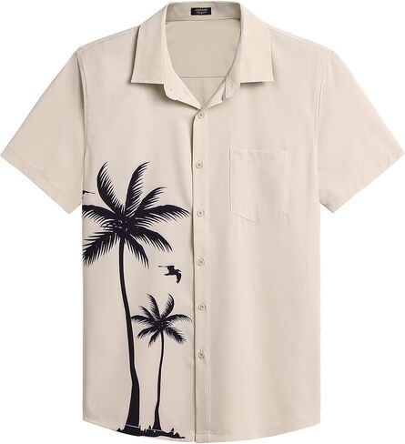 COOFANDY Mens Hawaiian Tropical Shirts Short Sleeve Button Down Summer Beach Shirt with Pocket in Saudi Arabia