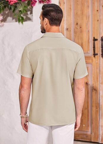COOFANDY Mens Hawaiian Tropical Shirts Short Sleeve Button Down Summer Beach Shirt with Pocket in Saudi Arabia