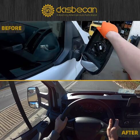 مرآة الجانب الأيمن للركاب من Dasbecan متوافقة مع 2015-فصاعدا Ford Transit 150 250 350 مرآة ساخنة للطاقة / ضوء إشارة كهرماني / مرآة قابلة للطي يدويًا / مرآة محدبة بذراع طويل in Saudi Arabia