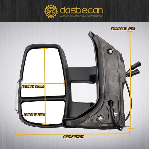 Dasbecan Passenger Right Side Mirror Compatible With 2015-Onward Ford Transit 150 250 350 Power Heated Mirror/Amber Signal Light/Manual Fold/Convex Mirror with Long Arm in Saudi Arabia
