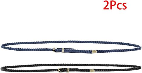 uxcell Women Skinny Braided Belt Woven - Pin Buckle Casual Waist Belt for Dresses in Kuwait