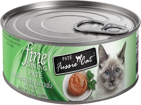 Fussie Cat Fine Dining Pate Oceanfish with Salmon Entrée Wet cat Food, 2.82oz can, case of 24 in Saudi Arabia