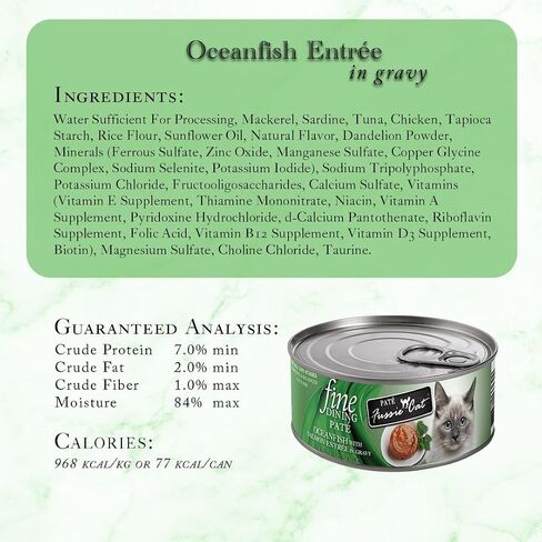 Fussie Cat Fine Dining Pate Oceanfish with Salmon Entrée Wet cat Food, 2.82oz can, case of 24 in Saudi Arabia