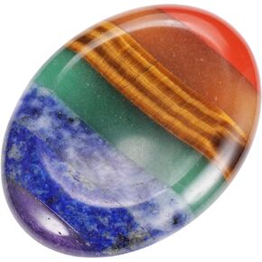 GEHECRST 7 Chakra Worry Stone for Anxiety Natural Healing Crystals Waterdrop Shape Thumb Worry Stones Crystal Pocket Palm Stone for Stress Relief Meditation Chakra Healing Gifts for Women Mom Friends
