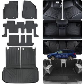 Floor Liners & Large Cargo Liners for 2013-2020 Nissan Pathfinder / 2013 Infiniti JX35 /2014-2020 Infiniti QX60,TPE All Weather Protection with Trunk Mat Covering The Backrest