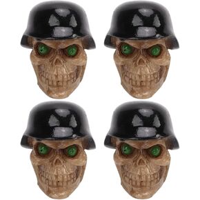 Tire Valve , 4Pcs/Set Universal Helmet Skull Type Tire Valve Stem with Rubber Ring for Cars Bikes SUVs Trucks Motorcycle(Black)