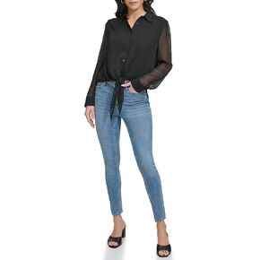 Calvin Klein Women's Long Sleeve Button Up Blouse Top