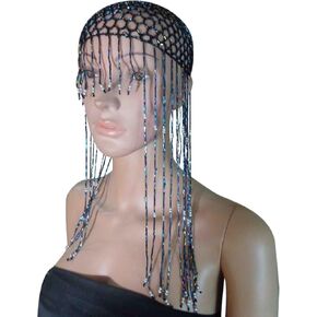 bonballoon Cleopatra Beaded Belly Dance Costume Headpiece Headwear Cap Hat Tassel