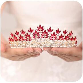 JWICOS Gold Crystal Pearl Tiara Crown for Women Princess Rhinestone Crown Headband for Girls Bridal Wedding Hair Accessories for Brides and Bridesmaid