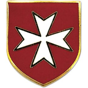 Maltese Cross Red Shield with White Cross Masonic Lapel Pin - [Red & White][3/4'' Tall]