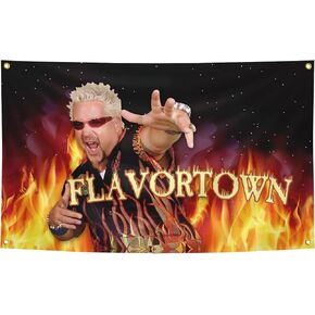 Funny Flags FLAVORTOWN Flags Banner 3X5Feet,Made Of Excellent Fabric, Sturdy, Durable And Brightly Colored, It Makes A Great Gift.
