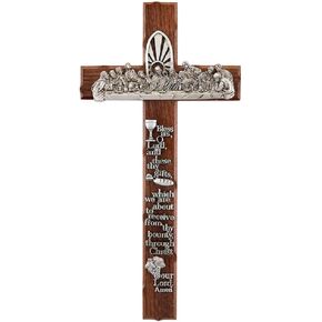 Creative Brands JC-5056-E Notched Last Supper Cross, 12-inch Height, Walnut and Pewter