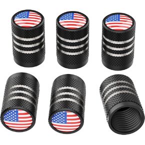 أغطية جذعية صمام الإطارات - 6 قطع علم ملون، ألومنيوم مؤكسد مع حلقة مطاطية بالداخل مقاومة للتآكل ومقاومة للتسرب، أغطية جذعية عالمية مقاومة للغبار للسيارات والشاحنات والدراجات والدراجات النارية والدراجات. in Kuwait