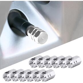 Car Tire Valve Stem Caps, 12 Pcs Waterproof Dustproof Wheel Valve Covers, Aluminum Alloy Hexagon Shape Tyre Accessory, Car Accessories fits Cars, Trucks, Bikes, Motorcycles, Bicycles (Black)