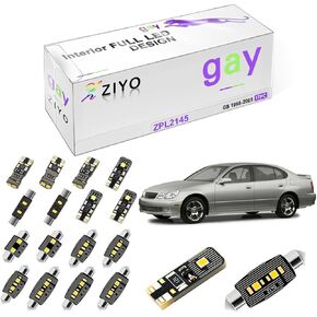 PL2145A - LED Interior Light kit Replacement for Lexus GS300 GS400 GS430 1998-2005 + License Plate Light Bulbs Package, White Dome Lights Upgrade (17 Bulbs)