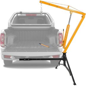 PioneerWorks Hydraulic Pickup Truck Crane, 360° Swivel Professional 2-Inch Hitch Receiver, 3 Adjustable Capacities: 500 Lbs, 750lbs, 1000 Lbs(Max) for Lifting Goods in Factory - Yellow