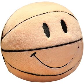 11.8 inch Simple Like-Smile Face Basketball Like-Smile Face Pillow Plush Gift Funny Expression Children's Room Decoration (Cashmere - White Coffee)……