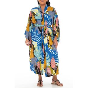 SHU-SHI Womens Kimono Cardigan Floral Tropical Swimwear Robe Beach Cover Up