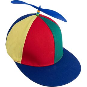 AUEAR, Blue Flat Brim Rainbow Propeller Hat Adult Detachable Helicopter Baseball Caps