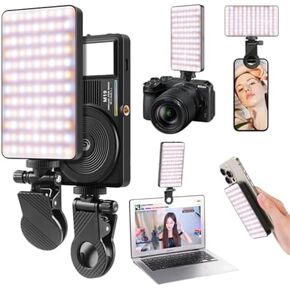 M19 LED Video Light,Camera Lights,Lighting for Video Recording,Photography Filming Light,Two-Sided Selfie Fill Light,2000mAh Rechargeable CRI 95+ 2500-9000K,Support Magnetic Attraction,with Phone Clip