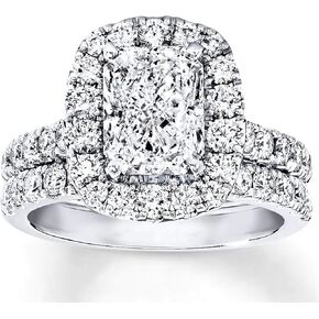 Bridal Set 3-1/3 CT Radiant Cut Moissanite Engagement Rings for Women Platinum Plated Silver