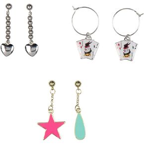 Hunter X Hunter Jewelry Hisoka Stud Dangle Closed Back Earrings Set 3 Pack Accessories Merch