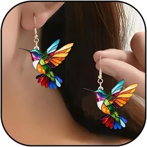 Acrylic Hummingbird Earrings For Women,Animal Dangling Earrings Women's Drop & Dangle Earrings Charms Jewelry Hummingbird Gifts Bird Lover Gifts For Women