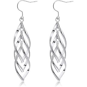 Single/Double/Triple Linear Swirl Drop Statement Earrings G23 Pure Titanium Ear Hook For Sensitive Ears White-Gold Plated Copper Classic Wavy Long Chain/Twist Pearl/Cubic Zirconia Drop Design Infinity Earring For Womens