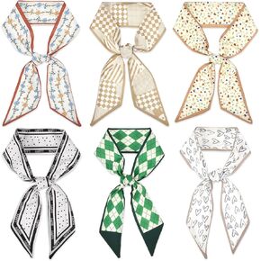 6 Pcs Women's Handbag Scarf Head Scarf for Hair Purse Scarf Handle Ribbon Satin Neck Scarf Neckerchief