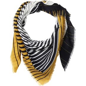 Calvin Klein Women's Linear Abstract CK Logo Modal and Silk Square Scarf, Black, 1 in Kuwait