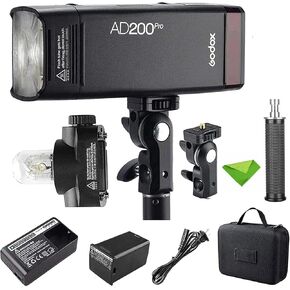GODOX AD200 Pro II AD200ProII 200Ws 2.4G TTL Flash Strobe, 500 Full Power Flashes, Recycle Time Approx.0.01~1.8s Pocket Strobe Flash for Canon, Sony, Nikon, Fuji, Olympus, Panasonic(AD200Pro Upgraded)