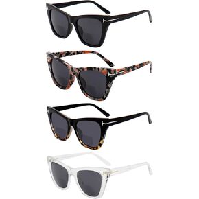 Yogo Vision Bifocal Reader Sunglasses for Women and Men, UV400 Tinted Reading Sunglasses 4-Pk