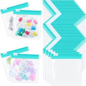 48 Pieces Pill Pouch Bags Zippered Pill Pouch Set Reusable Translucent Medicine Organizer Self Sealing Medicine Bag Travel Plastic Pill Bags with Slide Lock Pill Baggies (Blue Green, Classic Style)