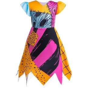 Dressy Daisy Sally Nightmare Halloween Costume Fancy Dress Up Party Outfit for Toddler and Little Kids Girls, Orange