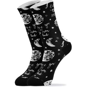 I Love You To The Moon And Back (3) Crew Socks, 1 Pair Unisex Novelty Casual Socks For Women Men Gifts