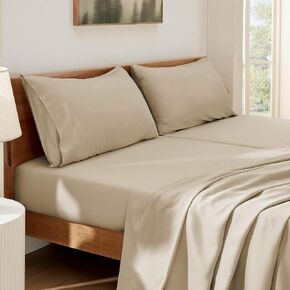 Bedsure Twin Sheets Set, Cooling Sheets Twin Size Bed Set, Rayon Derived from Bamboo, Twin Size Sheets, Breathable & Soft Bed Sheets, Hotel Luxury Silky Bedding Sheets & Pillowcases, Dark Grey