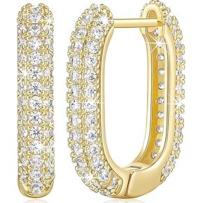 14K Gold Earrings for Women, Vintage Gold hoop earrings 14K Gold, Thick Gold Hoop Cubic Zirconia Earrings, Hand Engraved Round Tube Gold Earrings Hoops, 14K Gold Earrings