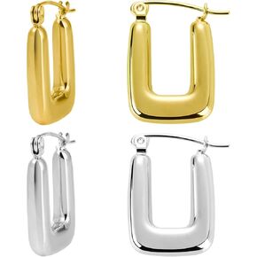 Earrings for Women, 14K Gold Hoop Earrings for Women & Silver Hoop Earrings for Women, Hypoallergenic Earrings Set for Women, Trendy Jewelry Gifts for Lover Mom