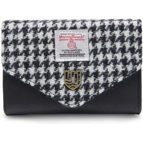 Islander HarrisTweed Lady’s Small Clasp Purse, Black and White Dogtooth, L:13cm H:9cm W:4cm, Scottish