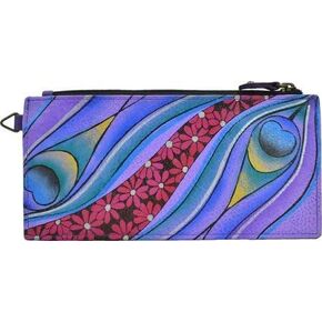 Anna by Anuschka Organizer Wallet | Genuine Leather | Dreamy Peacock Dewberry,One Size