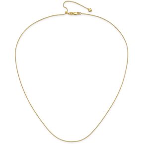 Diamond2Deal 14K Yellow Gold Adjustable .8 mm Diamond-cut Wheat Chain Necklace 26"