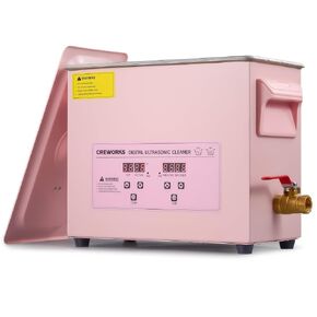 CREWORKS 6L Ultrasonic Cleaner, 1.6 gal Ultrasonic Jewelry Cleaner with Digital Timer and Heater, 180W Stainless Steel Sonic Cavitation Machine for Cleaning Tool Watch Glasses Retainer Denture, Pink