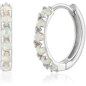 Tiny Mini Opal Huggie Hoop Earrings Upper Ear Cartilage Helix 18k Gold Plated Silver Minimalist Simple Small 10mm 8mm 6mm Hoop Earrings