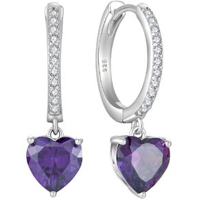 Starchenie Huggie Hoop Earrings for Women Dangle Drop Heart Earrings 925 Sterling Silver Birthstones Jewelry