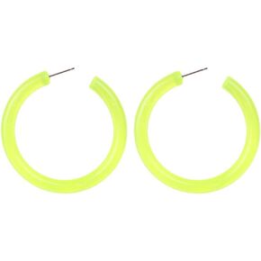 80s Earrings Accessories for Women Retro Colored Neon Hoop Earrings for Women Green Big Hoop Earrings for Halloween 80s Party Neon Costume Accessories