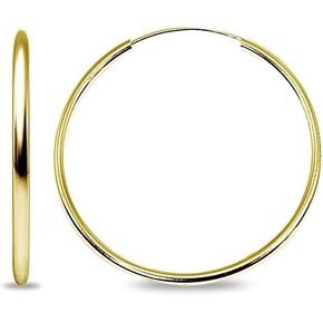 14k Gold High Polished 2x50mm Continuous Endless Round Hoop Earrings