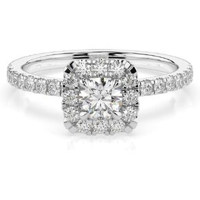 1 Carat TW Lab Grown Women's Diamond Halo Engagement Ring in 10k White Gold