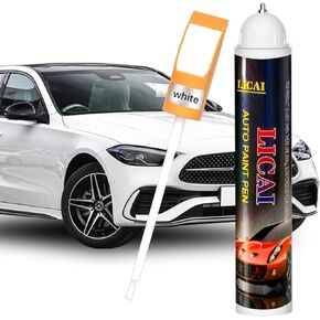 Brennenstuhl White auto touch up paint, touchup paint for car, Car Paint Pen Scratch Repair Touch Up Paint With Pen Tip and Brush, Quick & Easy To Repair Minor Automotive Scratches 12ML